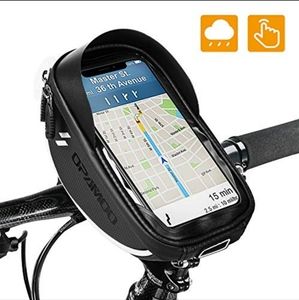 Black Bike Frame Bag with Waterproof Phone Pouch